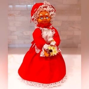 Vtg Mrs Claus Rubber Face Doll Handmade? Christmas Holiday Potpourri Doll? 14"